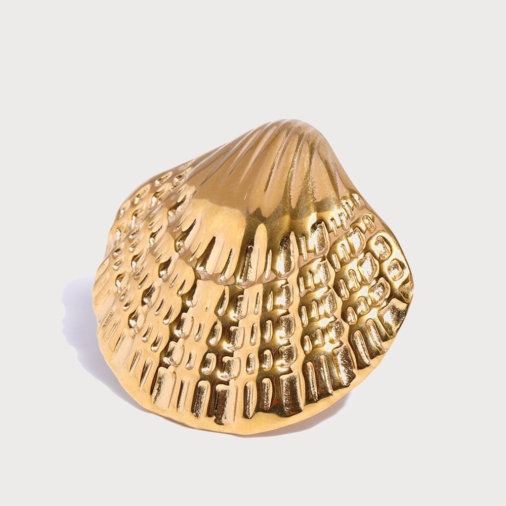 Bague ajustable coquillage texturé en acier inoxydable | Bloom × Blaze