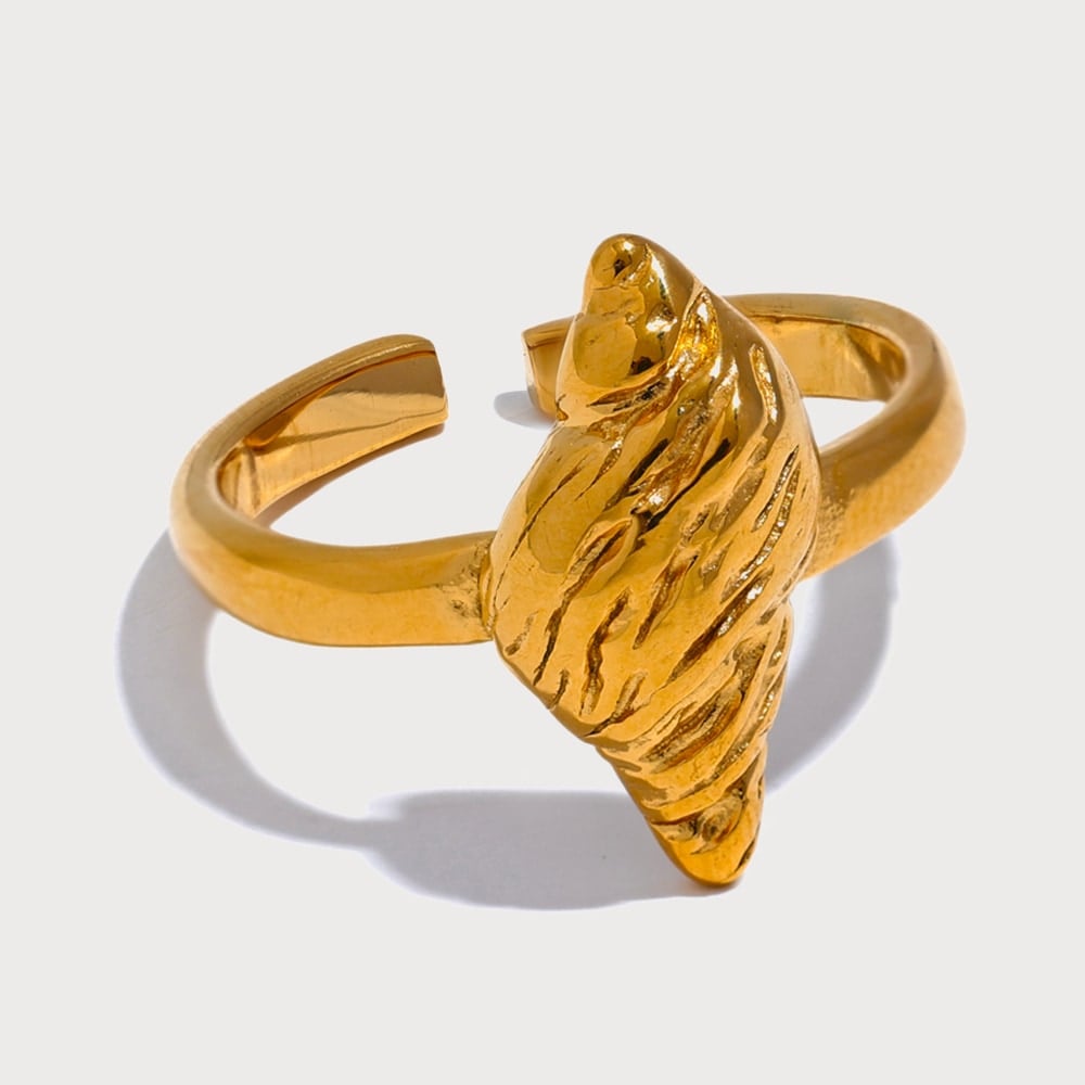 Bague ajustable conque en acier inoxydable doré | Bloom × Blaze