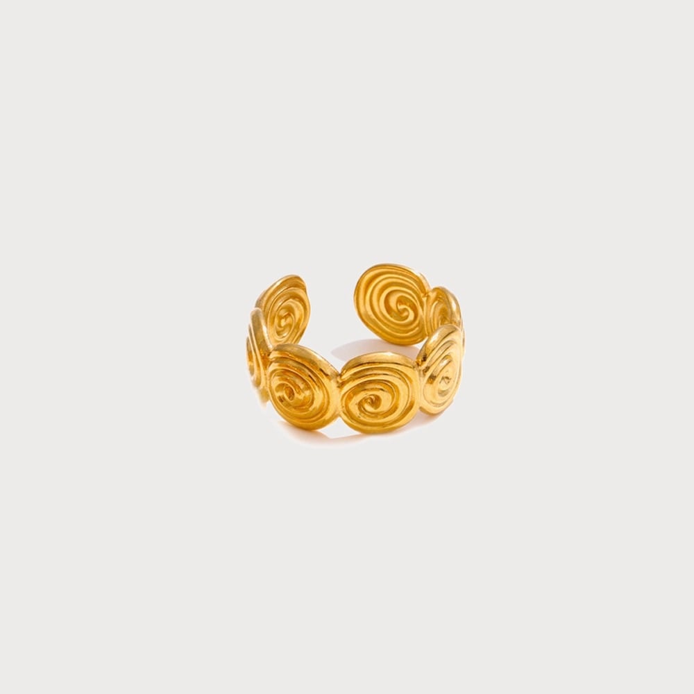 Bague ajustable motifs marins en acier inoxydable doré | Bloom × Blaze