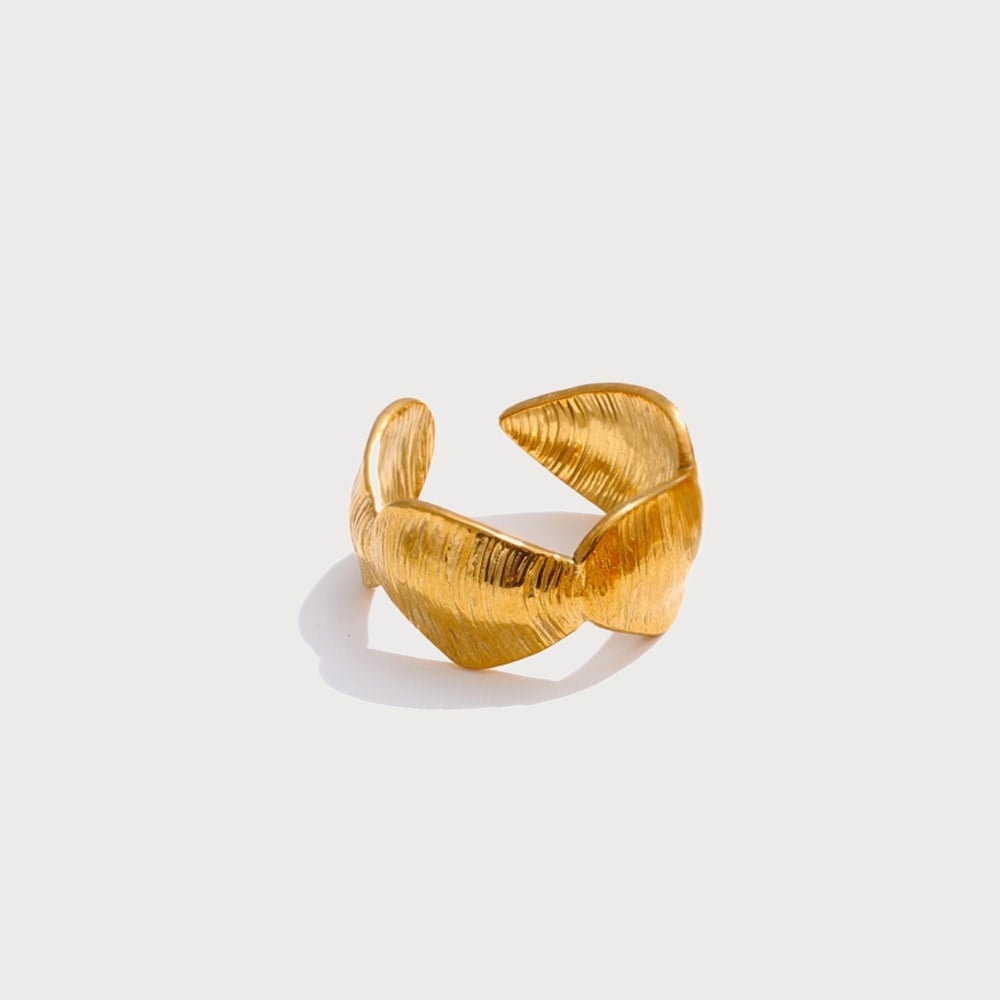 Bague ajustable motifs marins en acier inoxydable doré | Bloom × Blaze