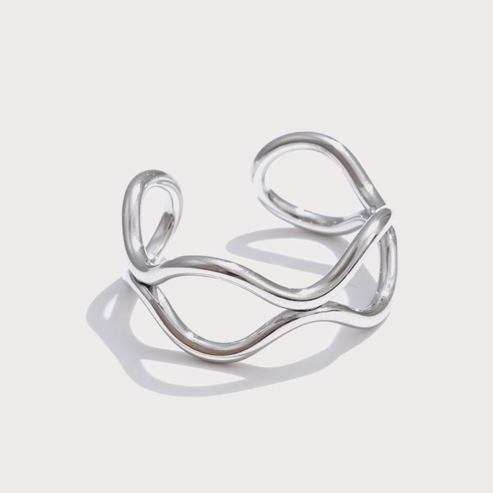 Bague ajustable double fil ondulé en acier inoxydable | Bloom × Blaze