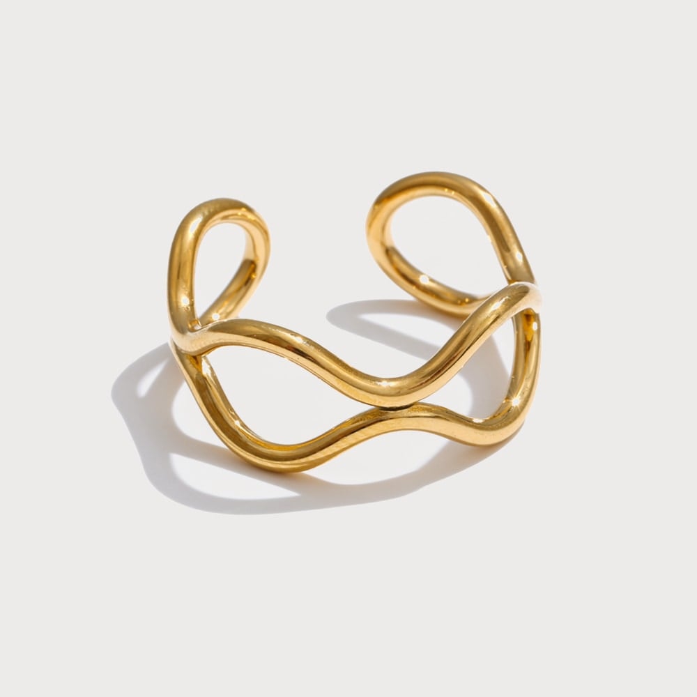Bague ajustable double fil ondulé en acier inoxydable | Bloom × Blaze