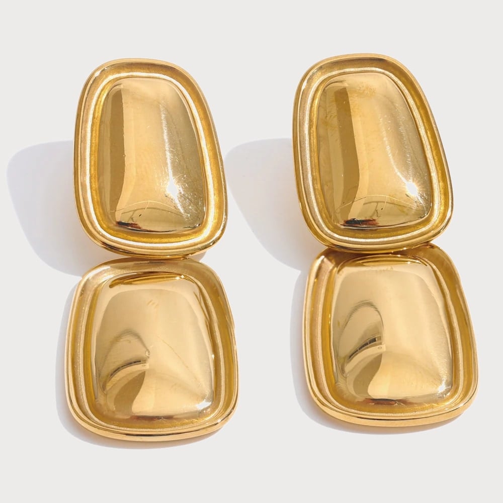 Boucles d'oreilles carrées rectangulaires en acier inoxydable — coloris Doré | Bloom × Blaze