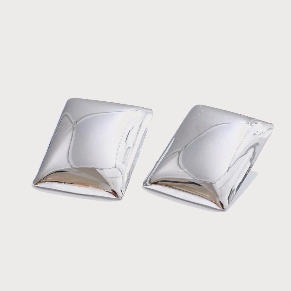 Boucles d'oreilles pendantes rectangulaires en acier inoxydable — coloris Argenté | Bloom × Blaze