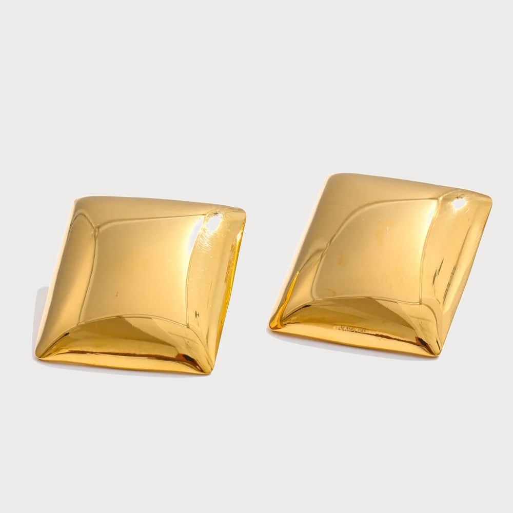 Boucles d'oreilles pendantes rectangulaires en acier inoxydable — coloris Doré | Bloom × Blaze