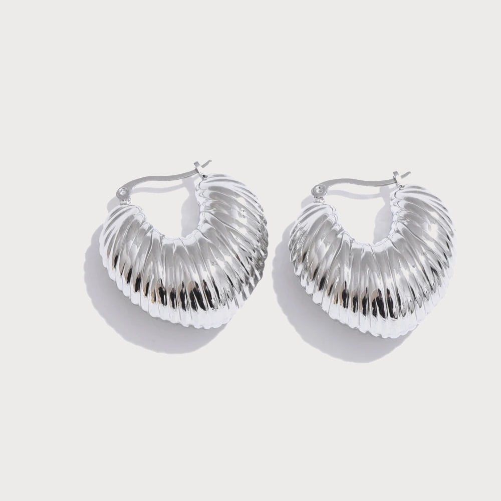 Boucles d'oreilles créoles épaisses en acier inoxydable — coloris Argenté | Bloom × Blaze
