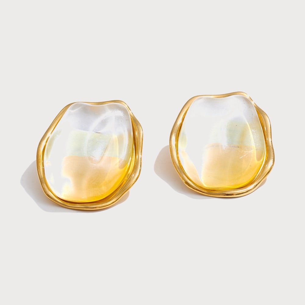 Boucles d'oreilles puces ovales en résine et acier inoxydable | Bloom × Blaze