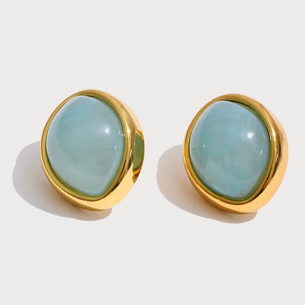 Boucles d'oreilles en acier inoxydable et résine — coloris Bleu | Bloom × Blaze