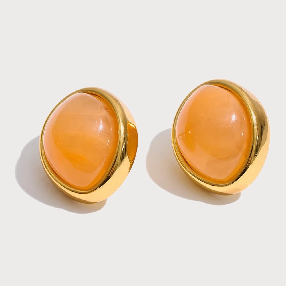 Boucles d'oreilles en acier inoxydable et résine — coloris Orange | Bloom × Blaze