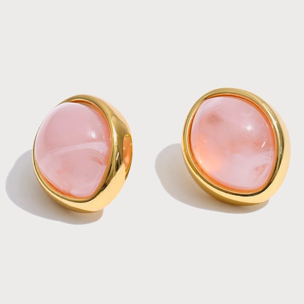 Boucles d'oreilles en acier inoxydable et résine — coloris Rose | Bloom × Blaze