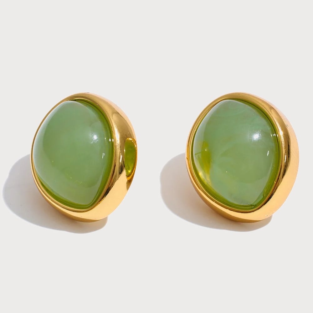 Boucles d'oreilles en acier inoxydable et résine — coloris Vert | Bloom × Blaze