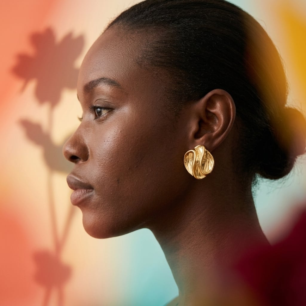 Boucles d'oreilles puces drapées en acier inoxydable porté | Bloom × Blaze