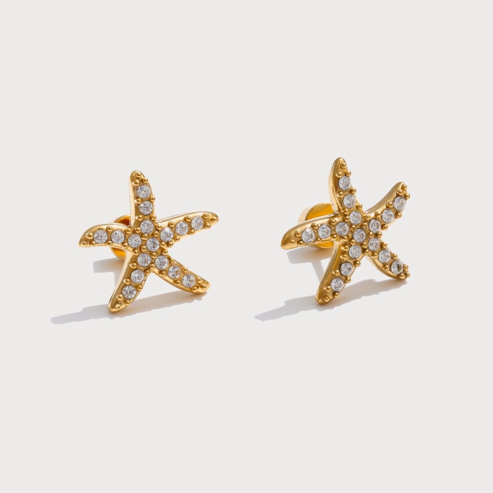 Boucles d'oreilles clous étoile de mer en acier inoxydable | Bloom × Blaze
