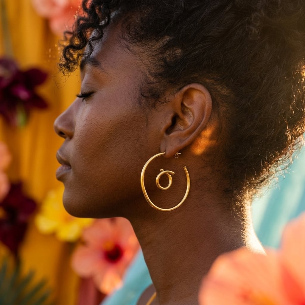 Boucles d'oreilles spirale en acier inoxydable porté | Bloom × Blaze