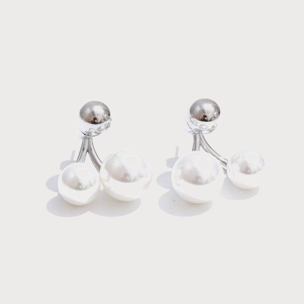 Boucles d'oreilles double perle de synthèse en acier inoxydable | Bloom × Blaze