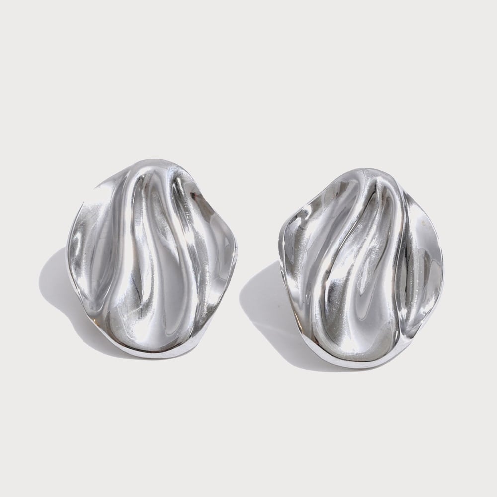 Boucles d'oreilles à clous bombées texture froissée en acier inoxydable | Bloom × Blaze