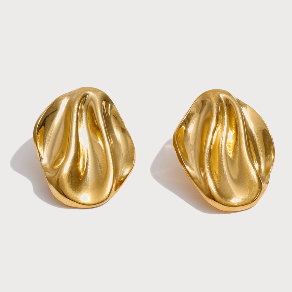 Boucles d'oreilles à clous bombées texture froissée en acier inoxydable | Bloom × Blaze