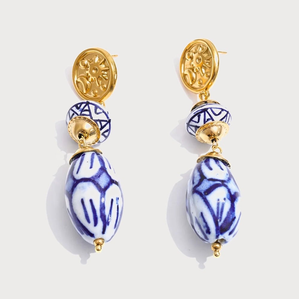 Boucles d'oreilles pendantes en acier inoxydable et céramique | Bloom × Blaze