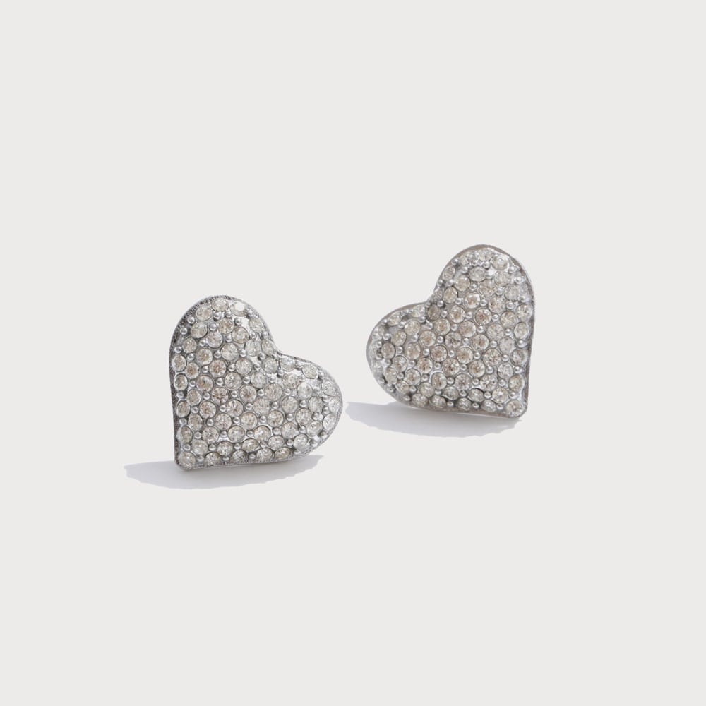 Boucles d'oreilles cœur pavé en acier inoxydable et zircone | Bloom × Blaze