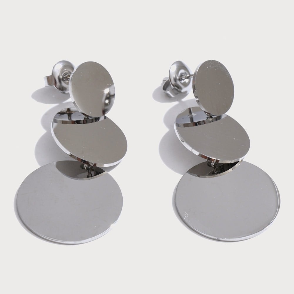 Boucles d'oreilles pendantes à pastilles rondes en acier inoxydable | Bloom × Blaze