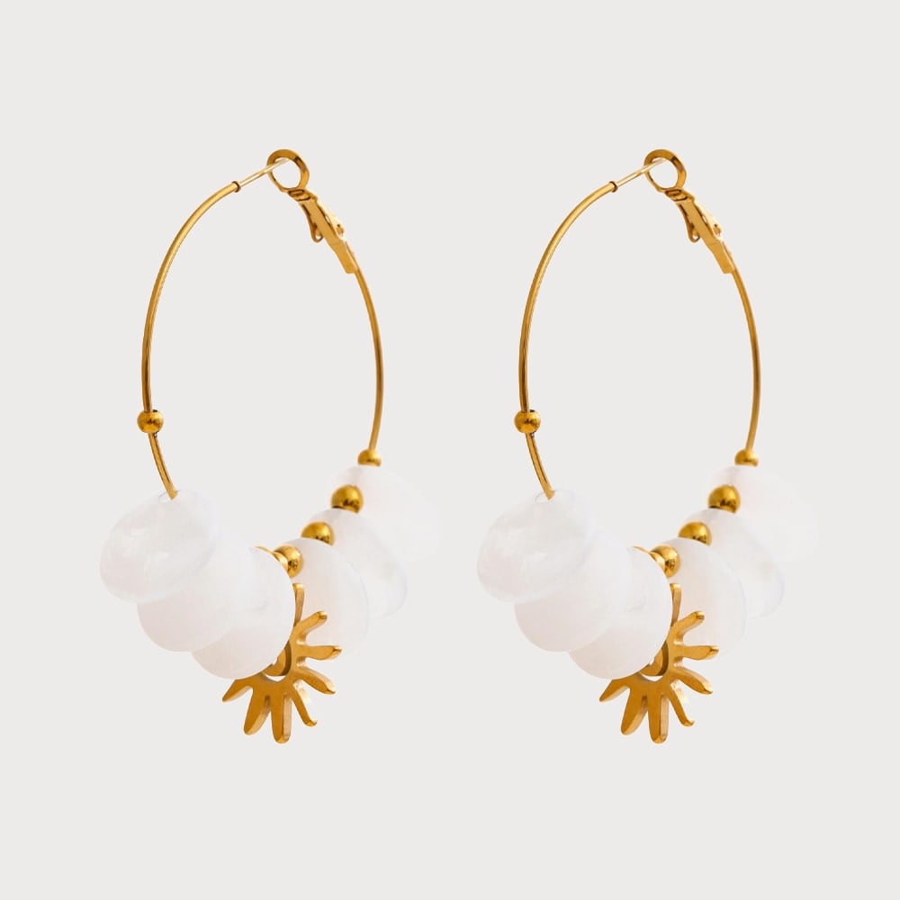 Boucles d'oreilles créoles à pastilles de résine et acier inoxydable | Bloom × Blaze