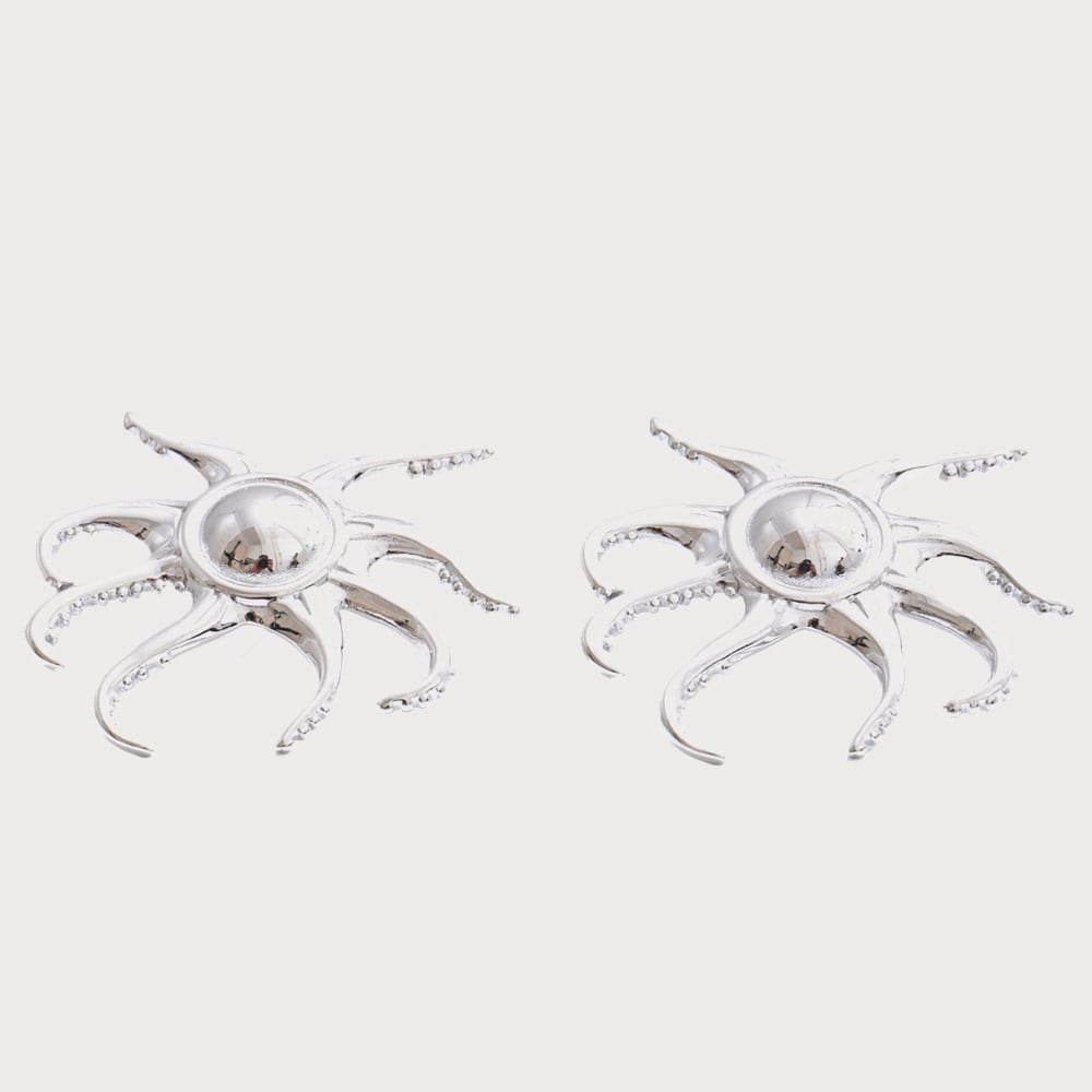 Boucles d'oreilles pieuvre stylisée en acier inoxydable | Bloom × Blaze