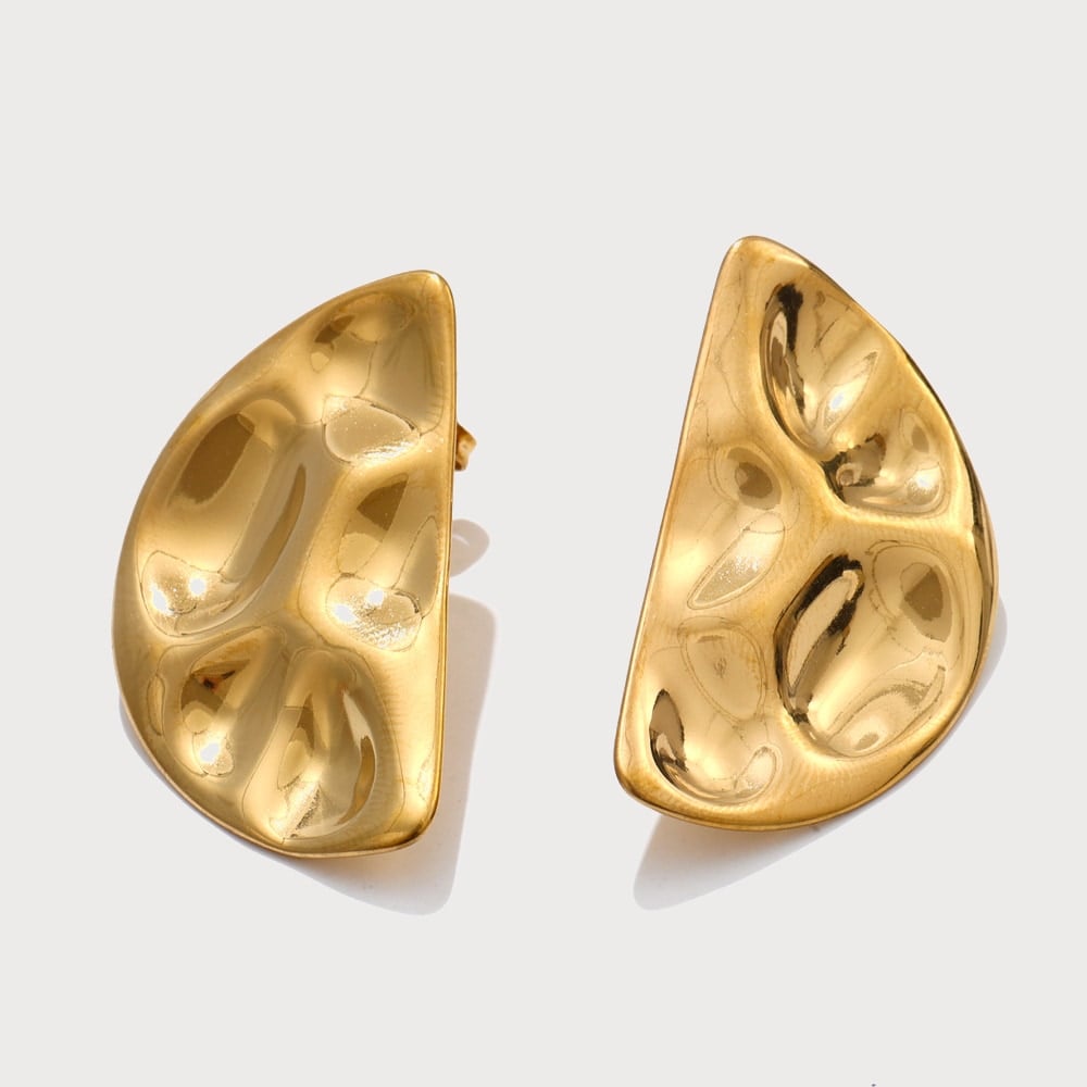 Boucles d'oreilles demi-lune martelées en acier inoxydable | Bloom × Blaze