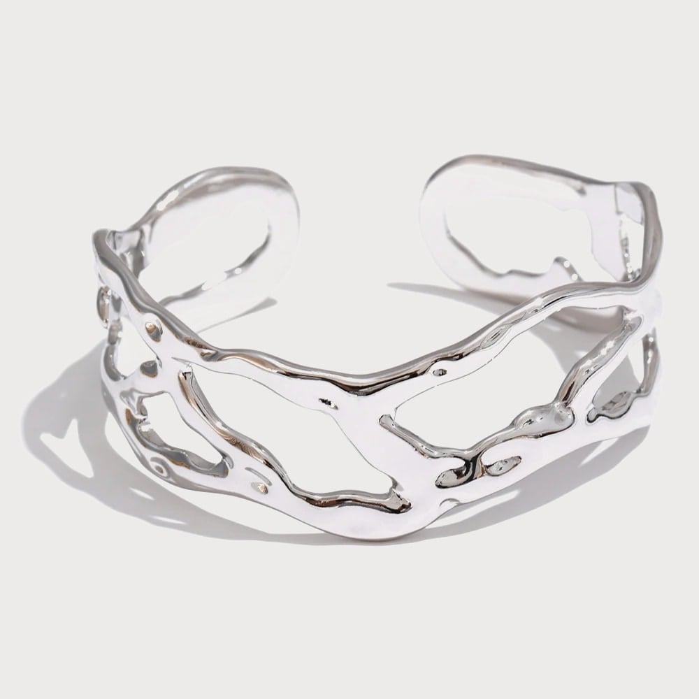 Bracelet manchette large en acier inoxydable — coloris Argenté | Bloom × Blaze