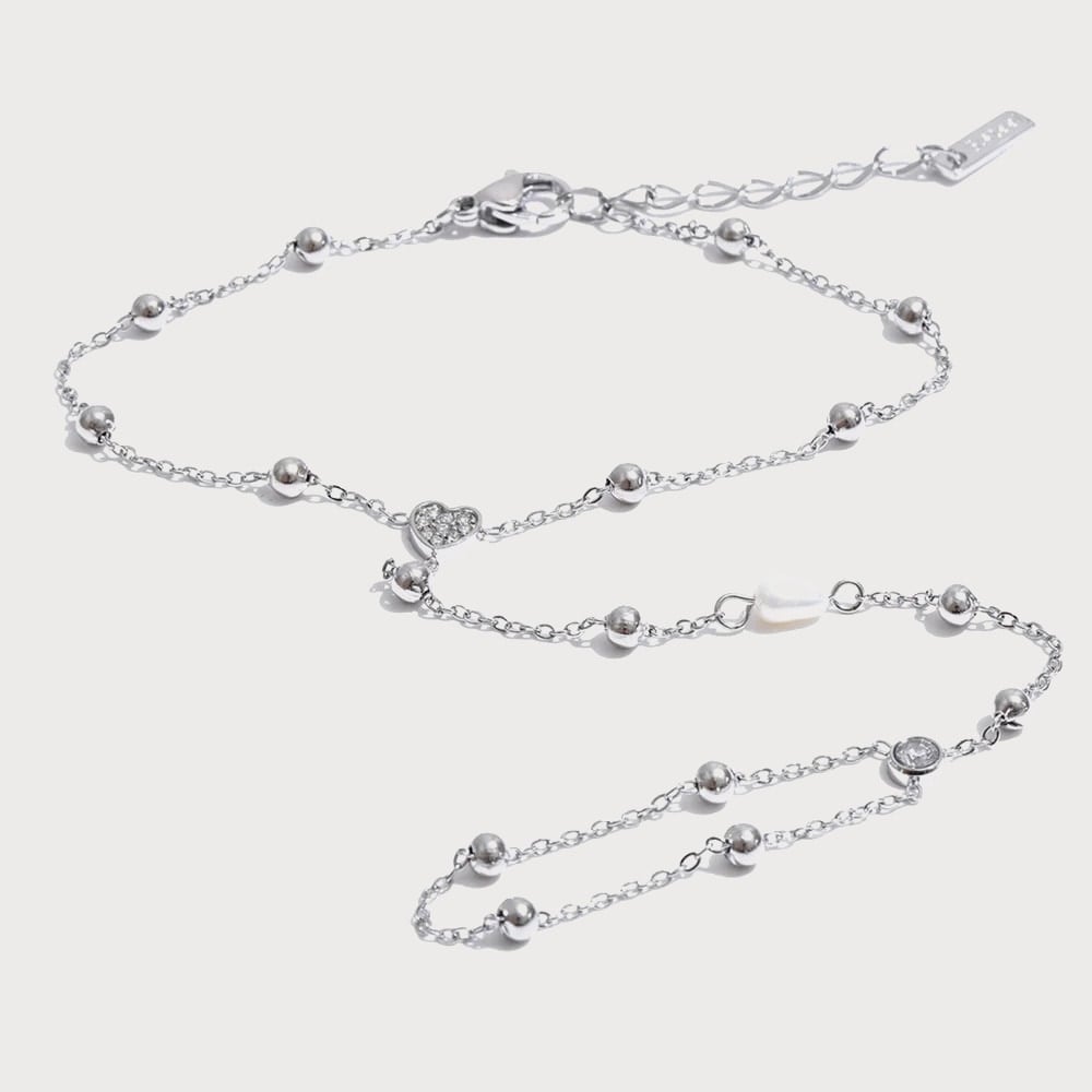 Bracelet de main baciamano en acier inoxydable et zircone cubique — coloris Argenté | Bloom × Blaze