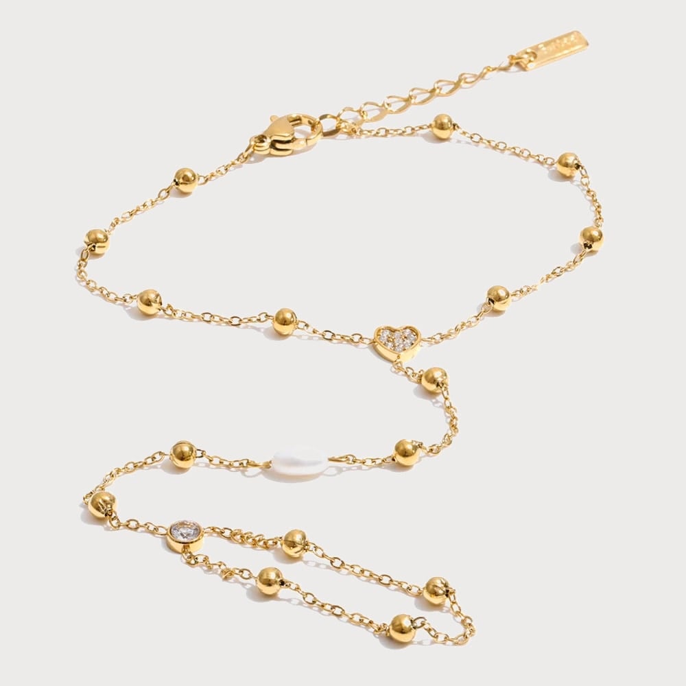 Bracelet de main baciamano en acier inoxydable et zircone cubique — coloris Doré | Bloom × Blaze