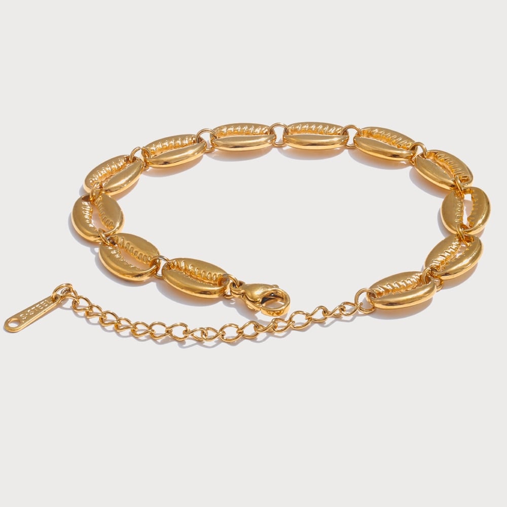 Bracelet gourmette à breloques coquillages en acier inoxydable doré | Bloom × Blaze