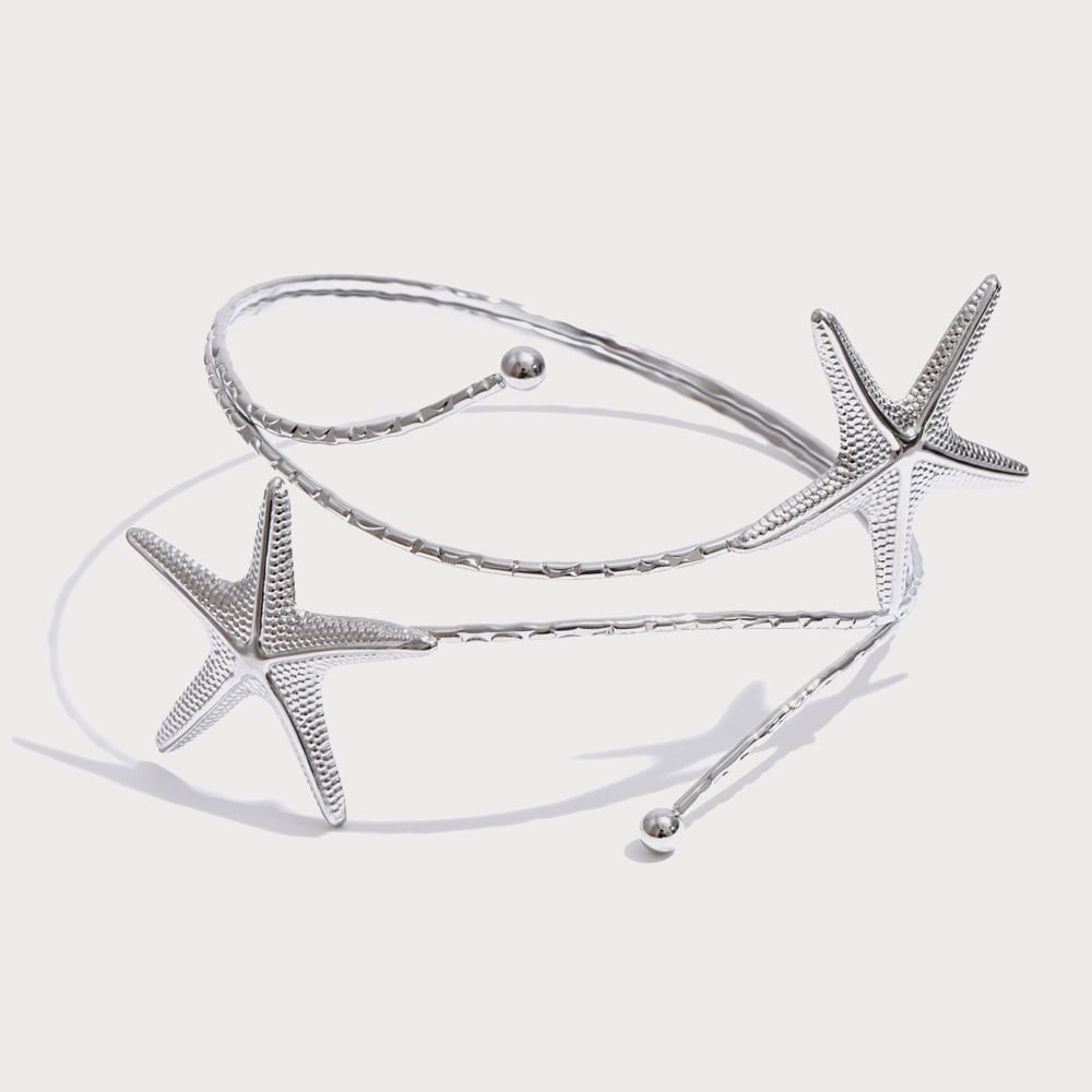 Bracelet de bras enroulé à étoiles de mer en acier inoxydable | Bloom × Blaze