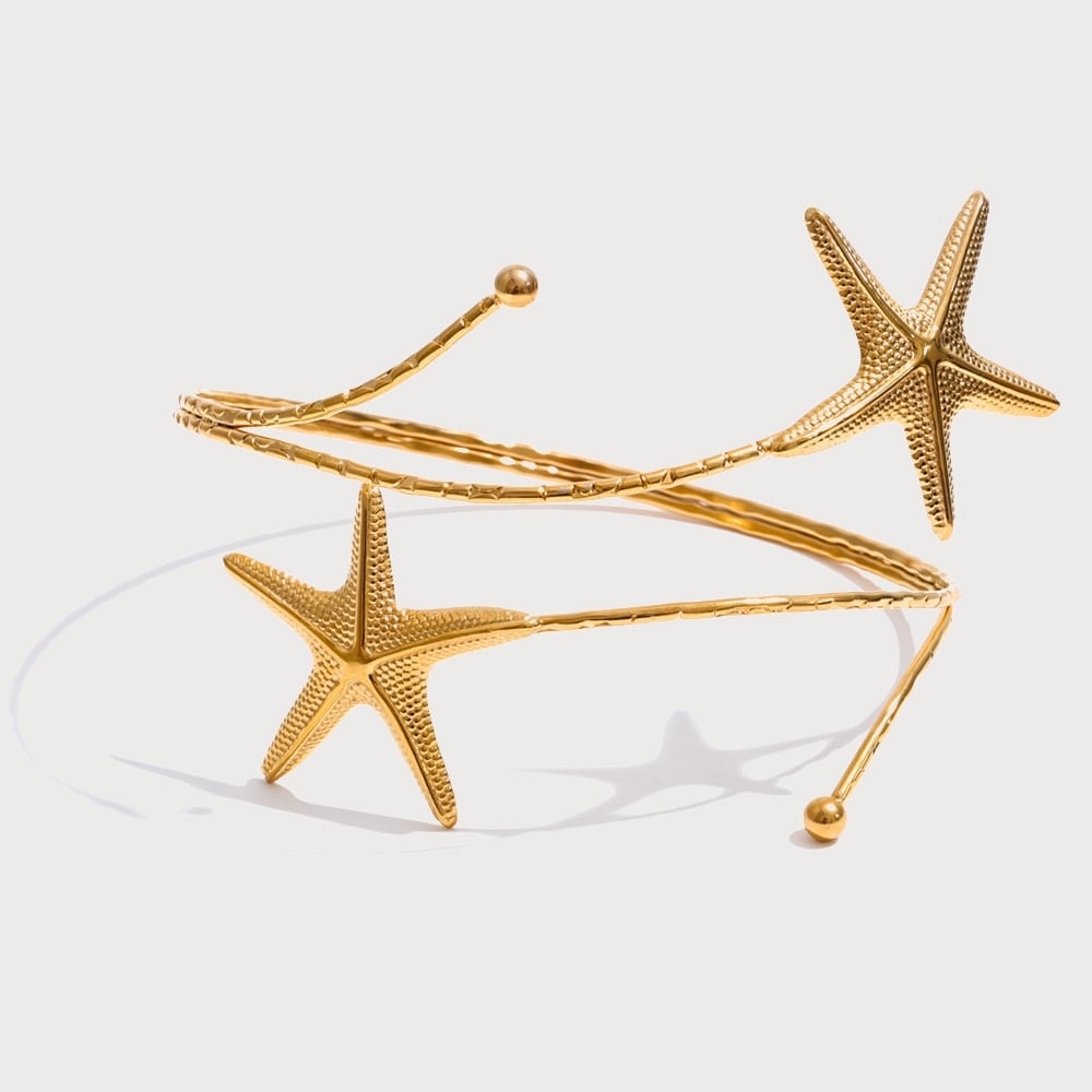 Bracelet de bras enroulé à étoiles de mer en acier inoxydable | Bloom × Blaze