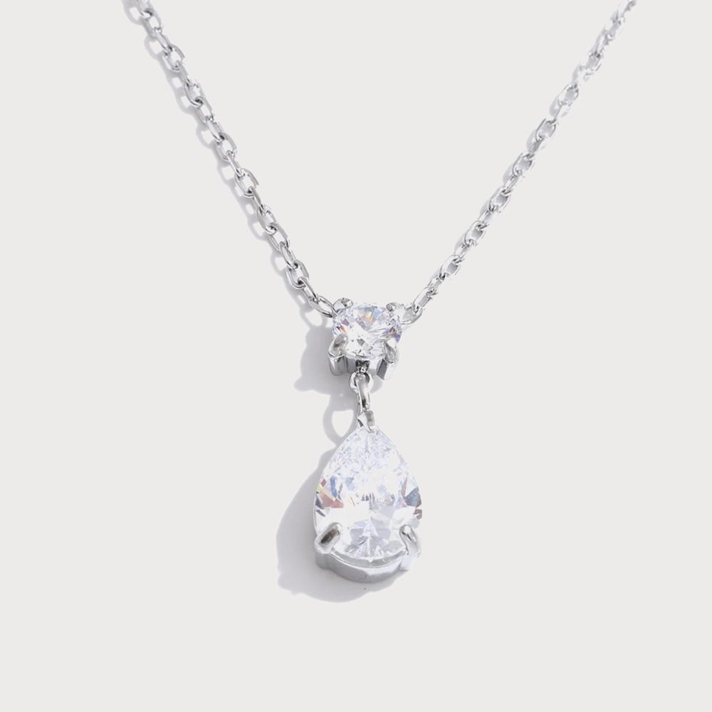 Collier pendentif goutte d'eau en acier inoxydable et zircone — coloris Argenté | Bloom × Blaze