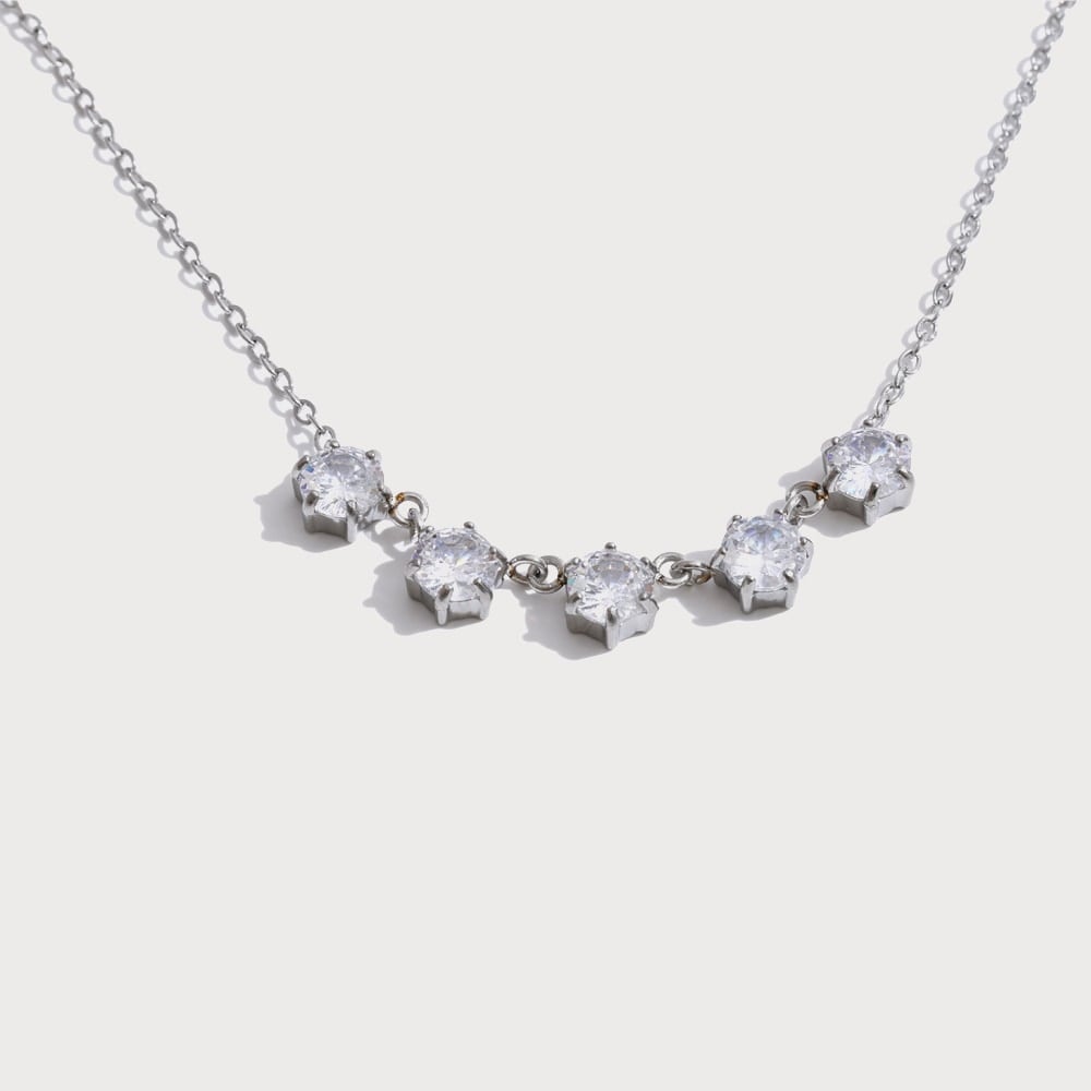 Collier ras-de-cou à cinq zircones serties en acier inoxydable | Bloom × Blaze