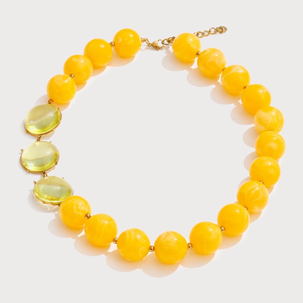 Collier ras-du-cou perles et cabochons en résine | Bloom × Blaze