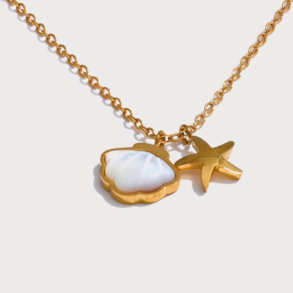 Collier pendentif étoile de mer en acier inoxydable doré | Bloom × Blaze