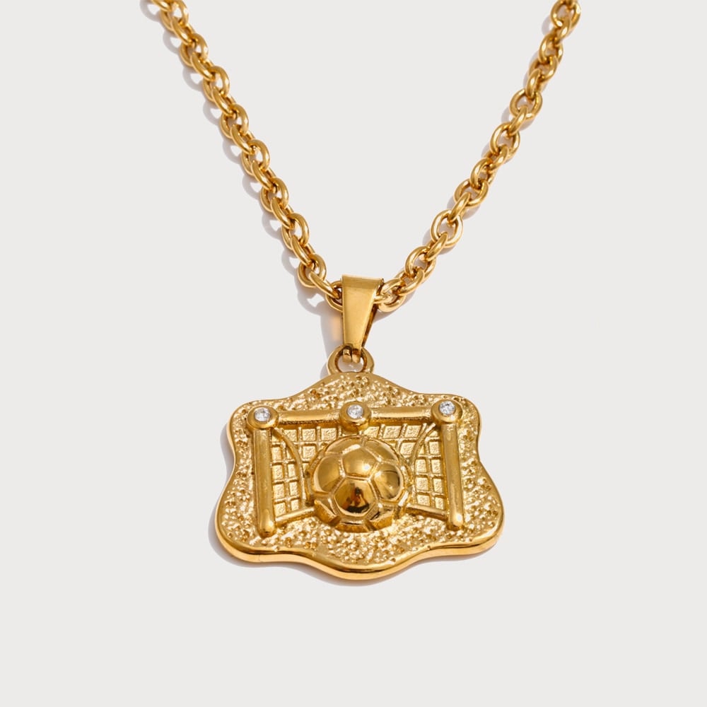 Collier pendentif ballon de football en acier inoxydable | Bloom × Blaze
