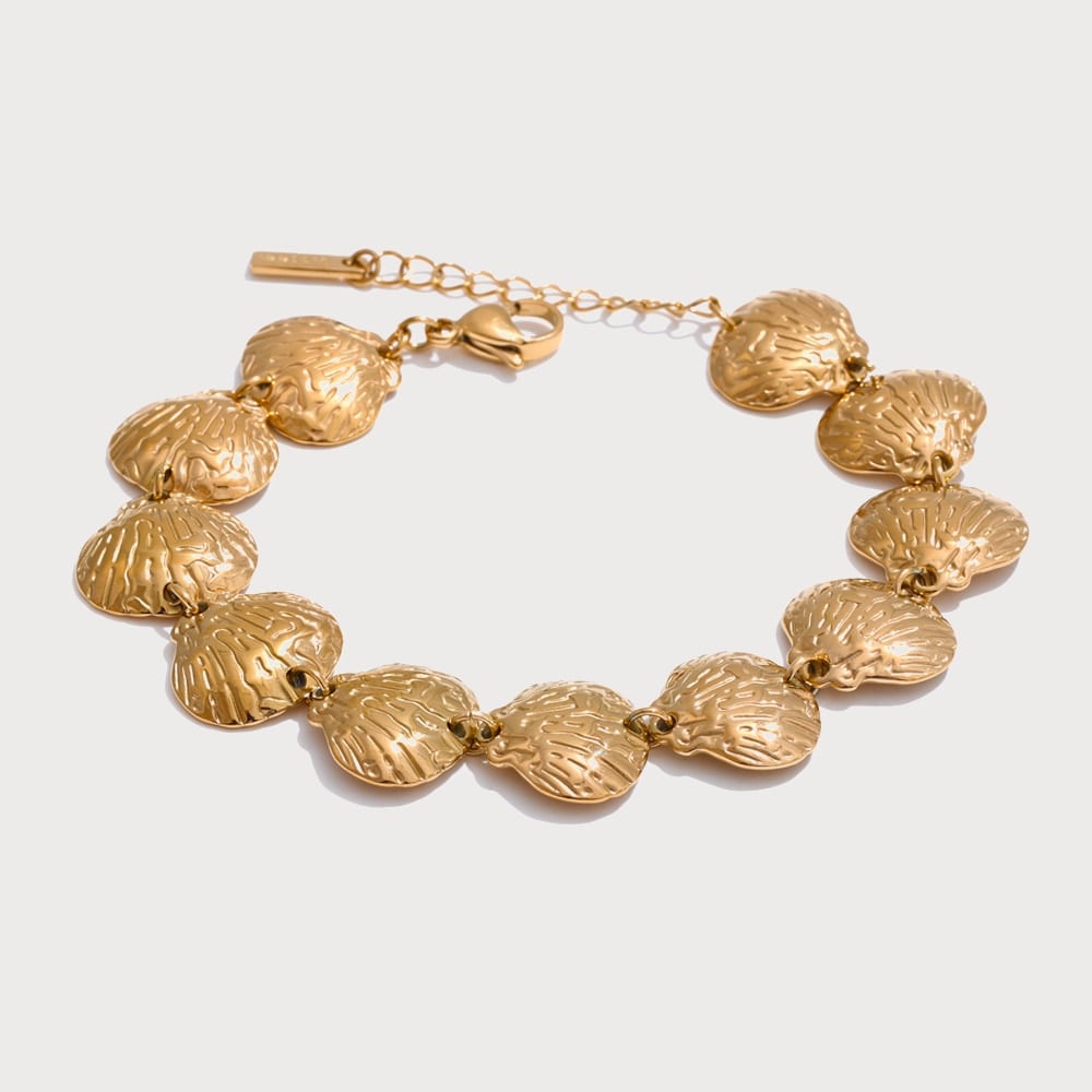 Collier ras de cou à maillons coquilles martelés en acier inoxydable | Bloom × Blaze