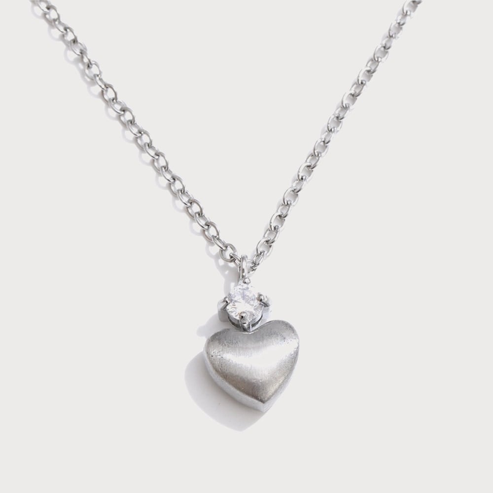 Collier pendentif cœur et zircone en acier inoxydable | Bloom × Blaze
