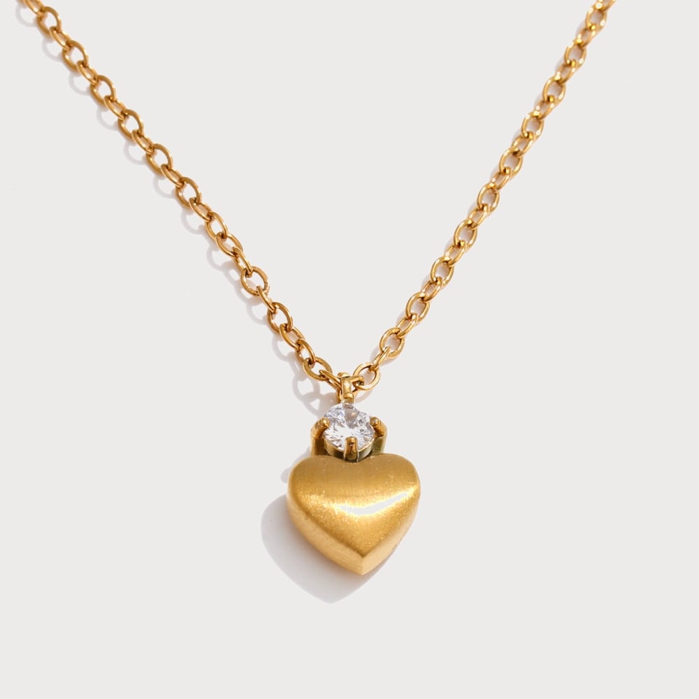 Collier pendentif cœur et zircone en acier inoxydable | Bloom × Blaze