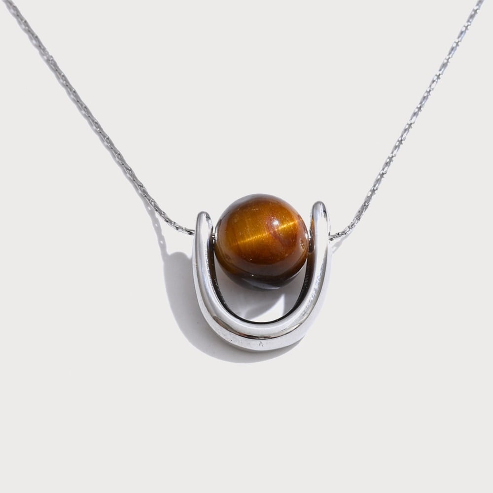 Collier pendentif pierre naturelle sur arceau en acier inoxydable | Bloom × Blaze