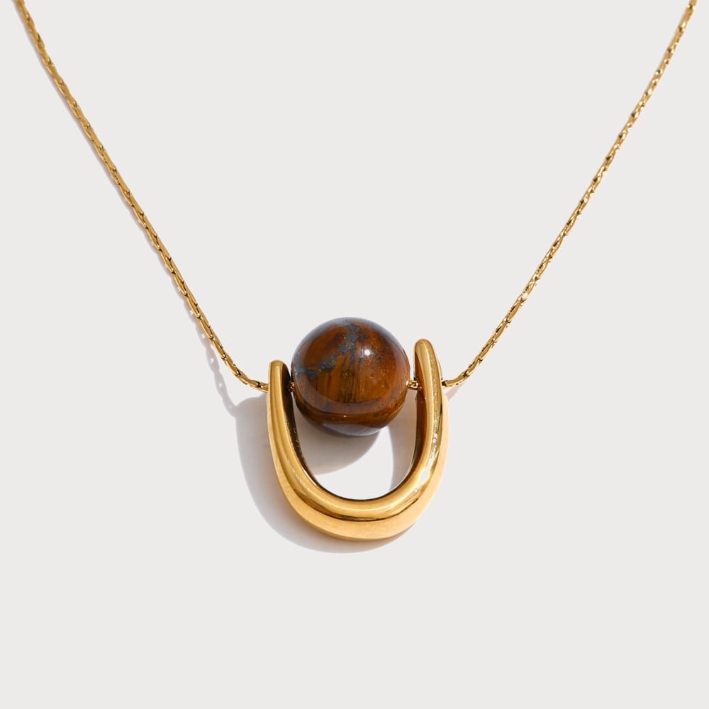 Collier pendentif pierre naturelle sur arceau en acier inoxydable | Bloom × Blaze
